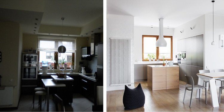 Renovera lägenhet -före-efter-kök-levande-minimalistisk-modern-grå-vit