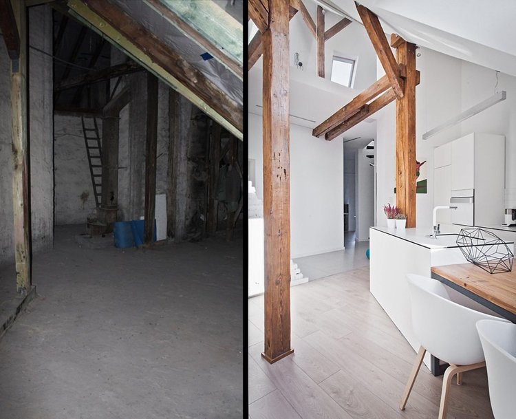 lägenhet-renovera-före-efter-vind-träbjälkar-träbjälkar-skandinaviska