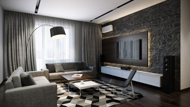 Designa din egen lägenhet vägg design paneler konstgjord sten svart vägg tv