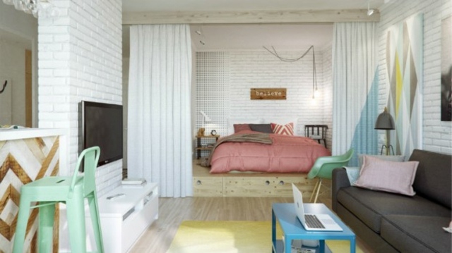 Separata sovrum gardiner idéer pastellfärger