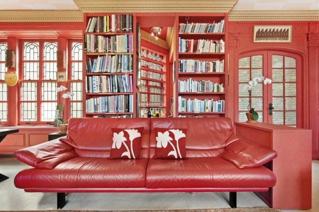 Idéer bokhylla soffläder vacker färg