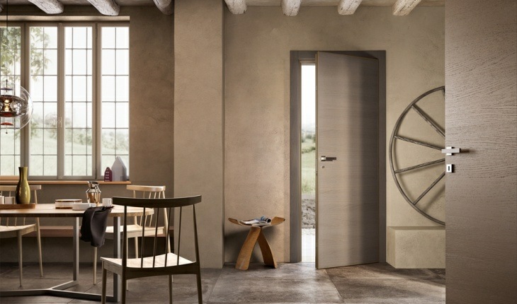 Lägenhet dörrar-dörrhandtag-ask trä look-metall-modern look