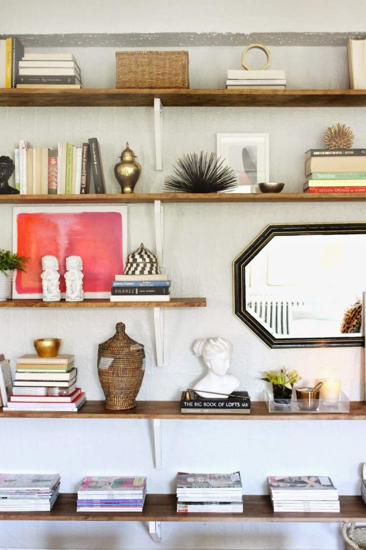Bygg din egen levande-vägg-idéer-vägg-hylla-böcker-deco-spegel-vintage
