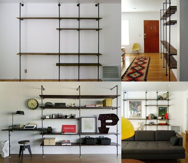 Bygg-din-egen-vägg-idéer-rörformiga-möbler-svart-industriell-design-modern