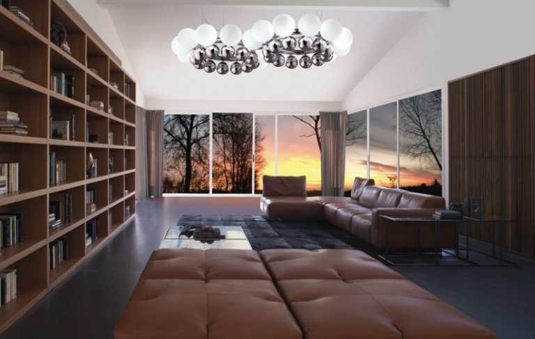 Vardagsrum inrättat belysa-hängande lampa-modern-Vetreria-Vistosi