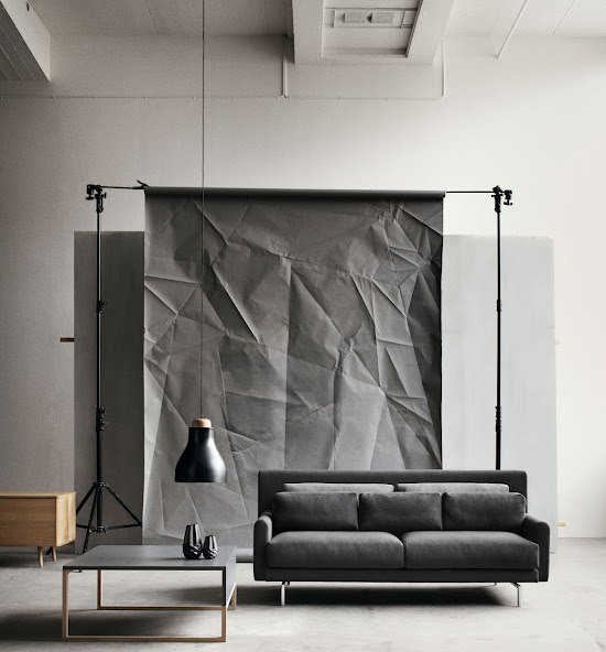 minimalistisk soffdesign grå färgschema