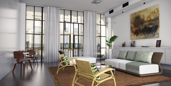 Modern lägenhet färgade accenter möbler idéer för att leva