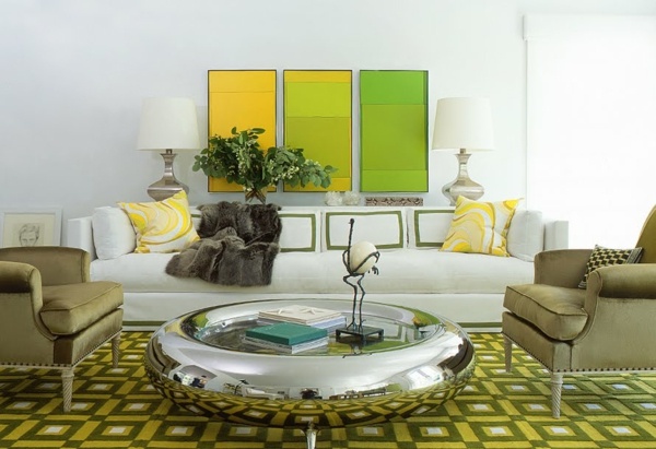 grön-gul-matta-vardagsrum-inredning idéer