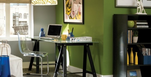 Idéer grönt hemmakontors datorbord svart akrylstol