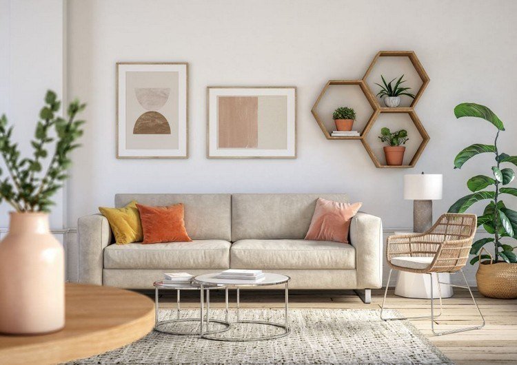 Äkta och konstgjorda växter som dekoration för vardagsrummet 2021