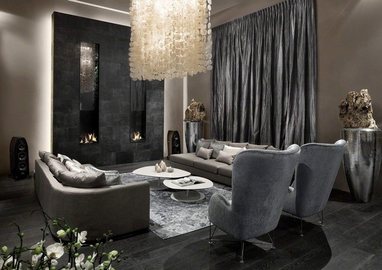 Vardagsrum i grått - lyxiga designerboendeidéer - grått