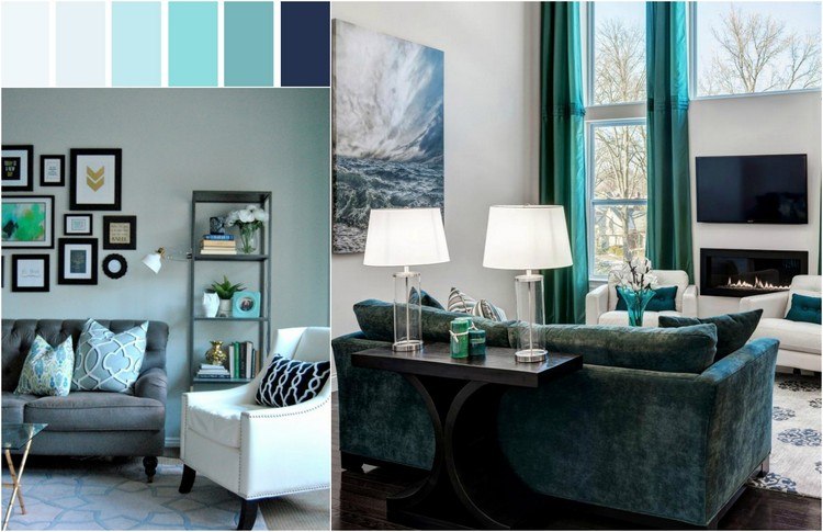 vardagsrum-turkos-blå-grå-vägg-dekoration-dekoration-väggmålning-hav-levande-inspirationer