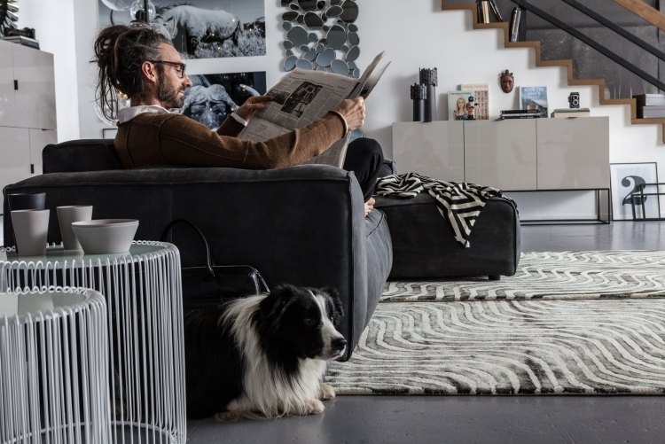 Vardagsrumsmöbler -kare-ny-samling-soffa-soffa-grå-velour-klädsel-modern