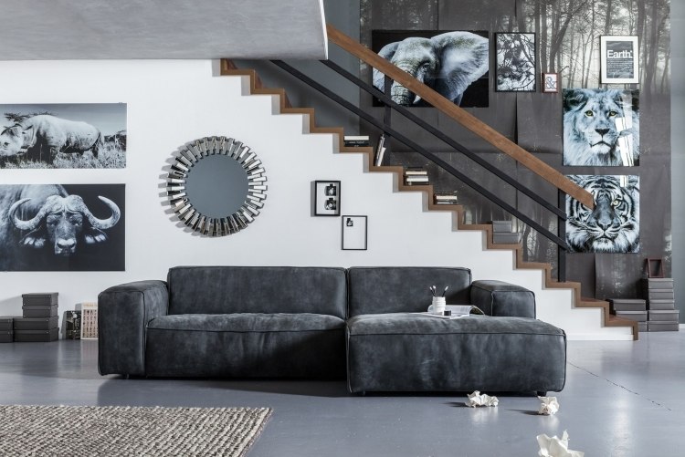 Vardagsrumsmöbler -kare-ny-samling-soffa-soffa-stor-velour-klädsel-grå