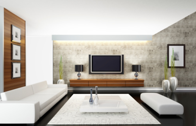 Vardagsrum utan väggalternativ alternativ-tv-vägg-flytande skänk-bordslampor