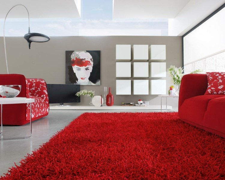 mattor vardagsrum djup hög röda idé minimalistisk inredning
