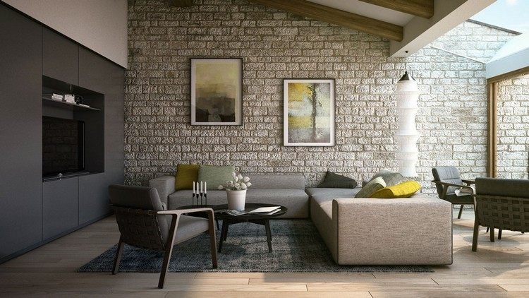 vardagsrum-vägg-design-exempel-mot-tegel-vit-antik-look