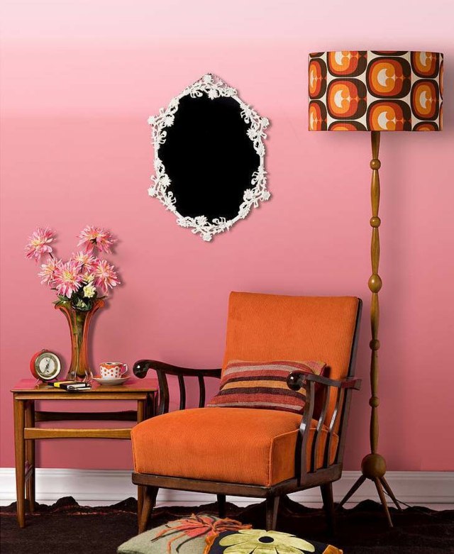 Väggmålning designidéer ombre rosa