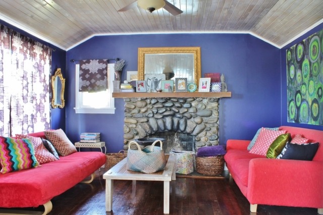 Vardagsrum-design-med-färgade-möbler-väggar-målning-blå-idéer