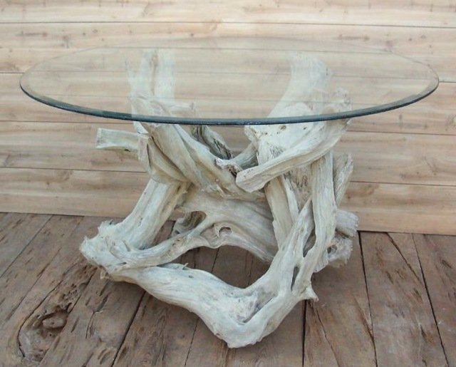 Runda bordet piedestal bygga trädgrenar själv