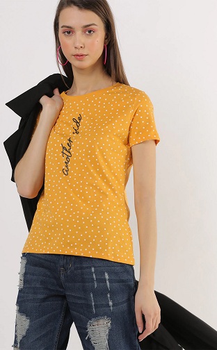Πουκάμισο Polka Dot Print T -shirt για γυναίκες