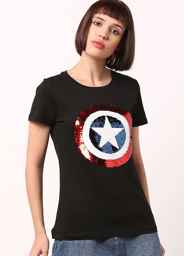 Marvel Sequined T -Shirts for Women