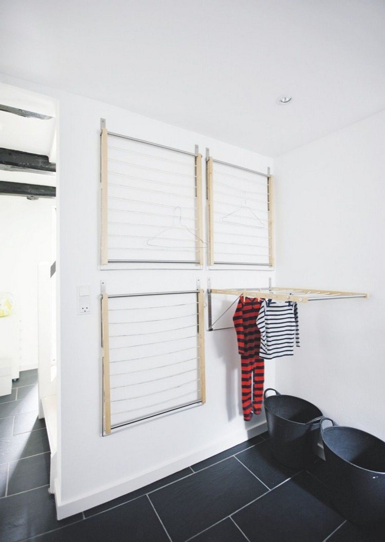 väggmonterade torkställningar utfällbara klädstreck kläder tvättkorg plattor våtrum
