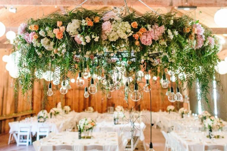 Grönt bröllop organisera borddekorationsidéer blommor rustika bröllopstrender