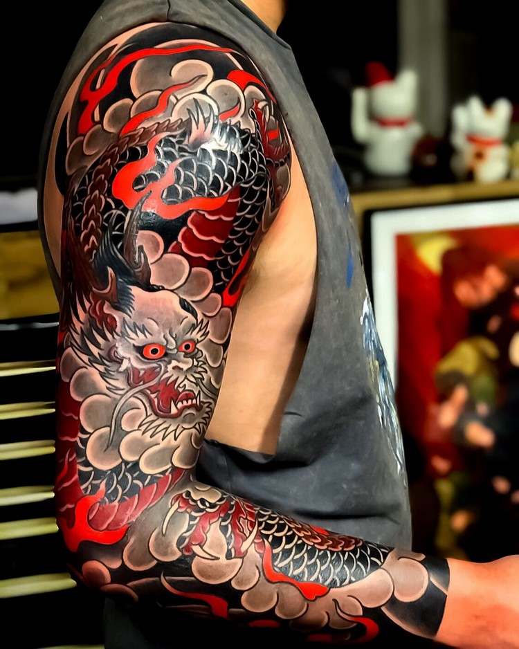 Realistisk stil Japanska tatueringar Trend Hanny Demon Tattoo Motiv Idéer Yakuza Tattoo