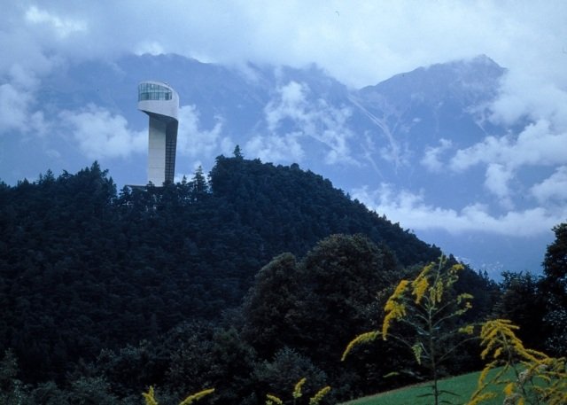 Bergisel skidhopp Panorama Innsbruck Österrike Zaha Hadid arkitekturutkast