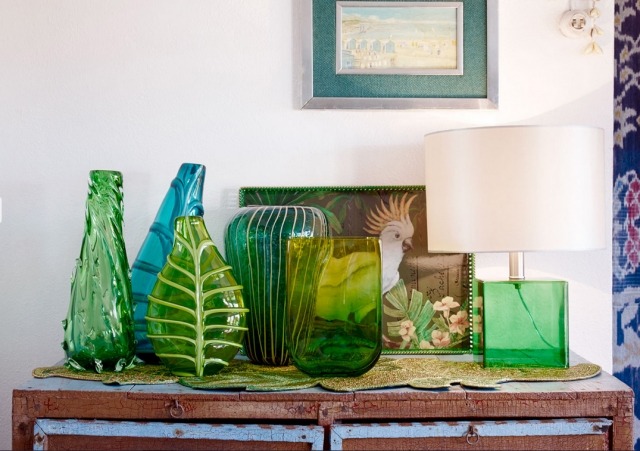 sommarhemstillbehör 2014-grön-blå-glas-vaser
