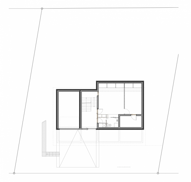 Planritning av övervåningen i Farschweiler House passiva byggnadsarkitekter Stein-Hemmes-Wirtz