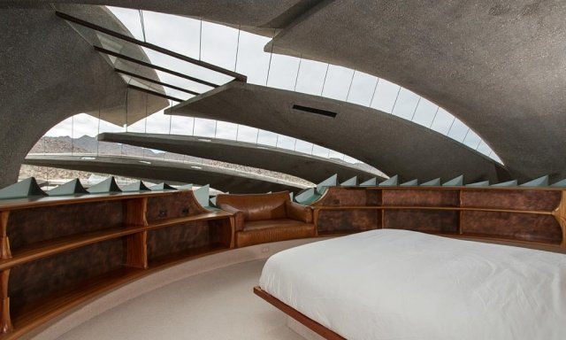 Sovrum futuristiska interiör-lekfull takkonstruktion