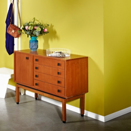 Slät formlist golvskåp design gul-vägg skåp-hall byrå