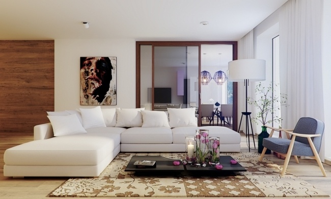 Levande design-i asiatisk stil golv-till-tak soffbord Andrey Sokruta-Interiör golvlampa
