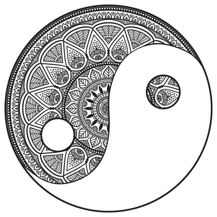 zentangle mallar bilder-pyssel-buddhist-mönster-yin-yang
