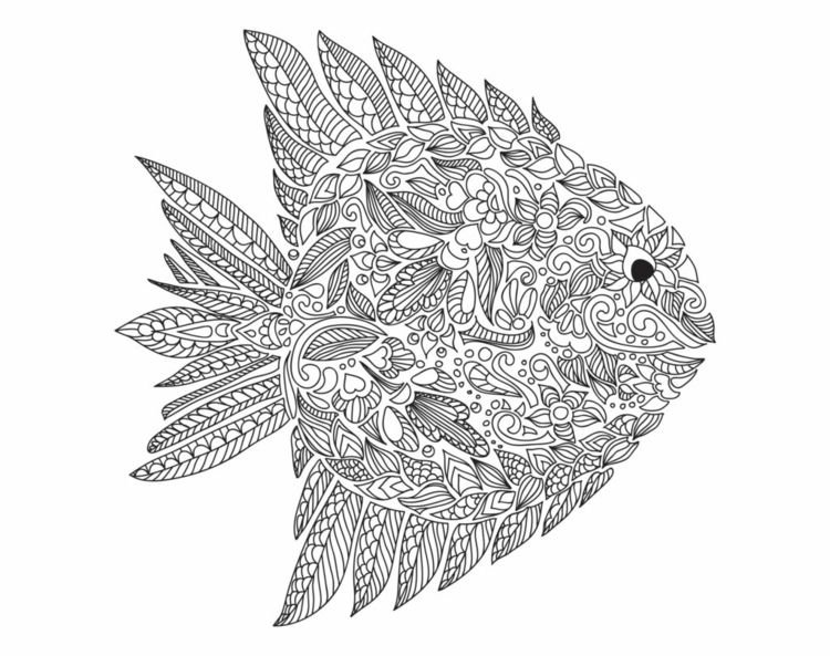 zentangle mallar fisk-original-utarbetade-konstverk-nybörjare-djur