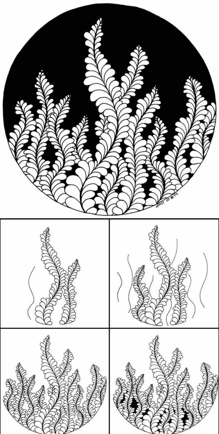 Zentangle mallar instruktion-alger-målar-cirkel-mandala