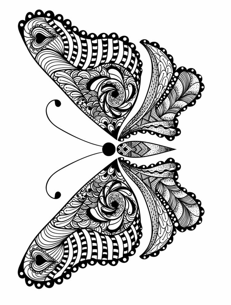 zentangle mallar fjäril-mönster-färg-bilder-design-diy