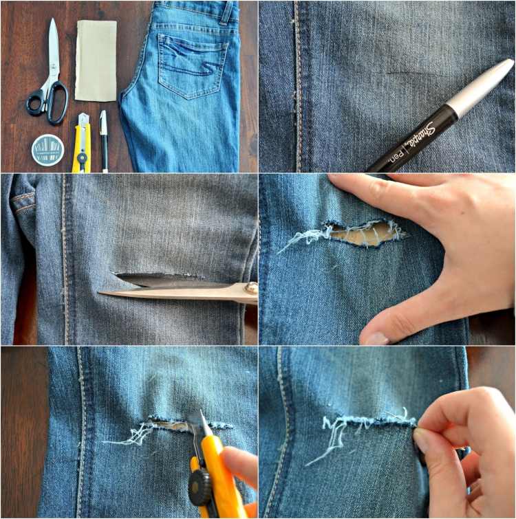 Slitna jeans gör-det-själv-instruktioner-cutter