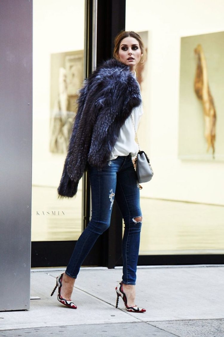 ripped-denim-outfit-skinny-denim pumps-fur-coat