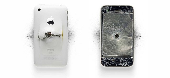 modern konst USA förstörde iPhone svart och vitt