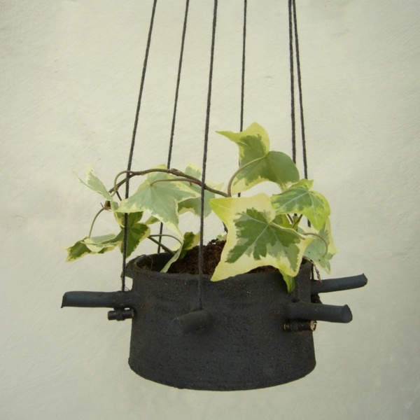 Repotting-gamla-matlagning-kruka-hängande-växter