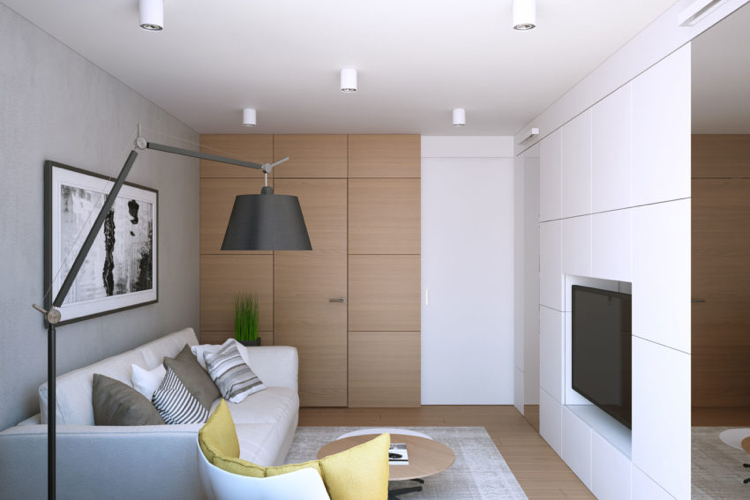 Rum dörrar vägg design folierande träpaneler litet vardagsrum