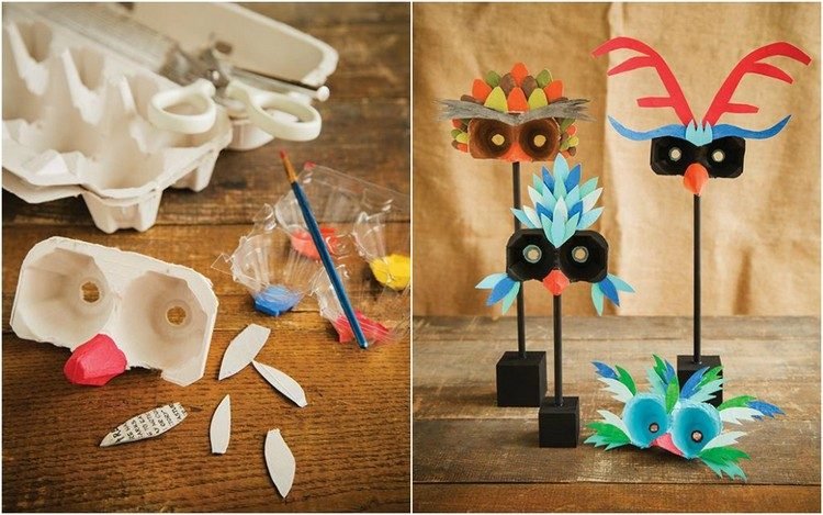 hantverk idéer dagis karneval färgglada masker fåglar