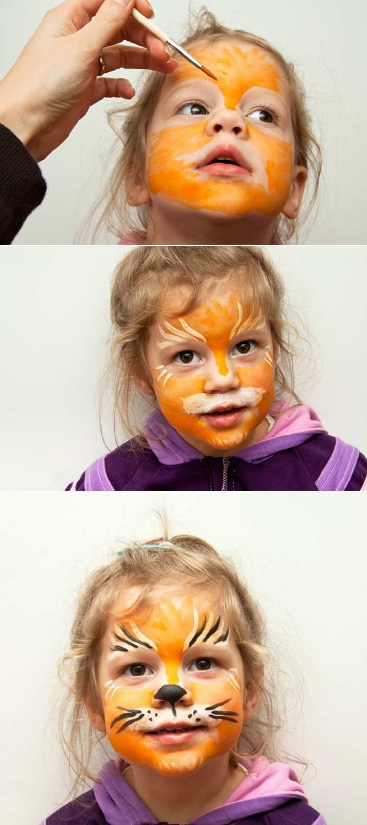 halloween-smink-idéer-smink-barn-katt-lejon-apelsin