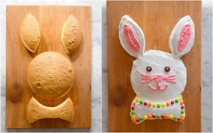 Påsk-bakning-med-barn-kanin-tårta-design-dekorera