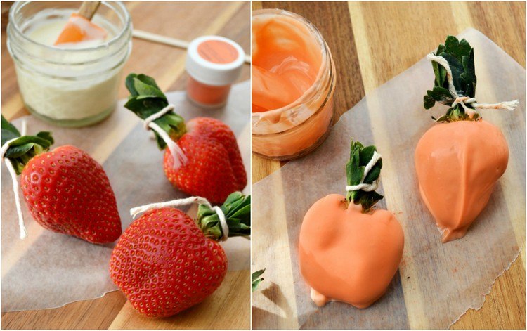 Påsk-bakning-med-barn-jordgubbar-glasyr-apelsin-morötter