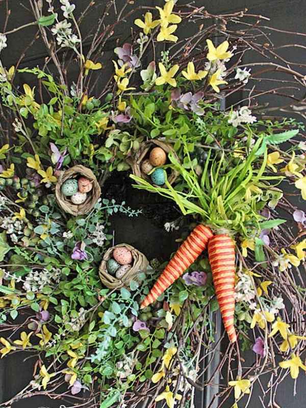 dekorera påskkrans naturlig dekoration använda blyfjäder