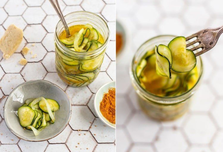 Pickle zucchini som senapsgurka, men i kylen